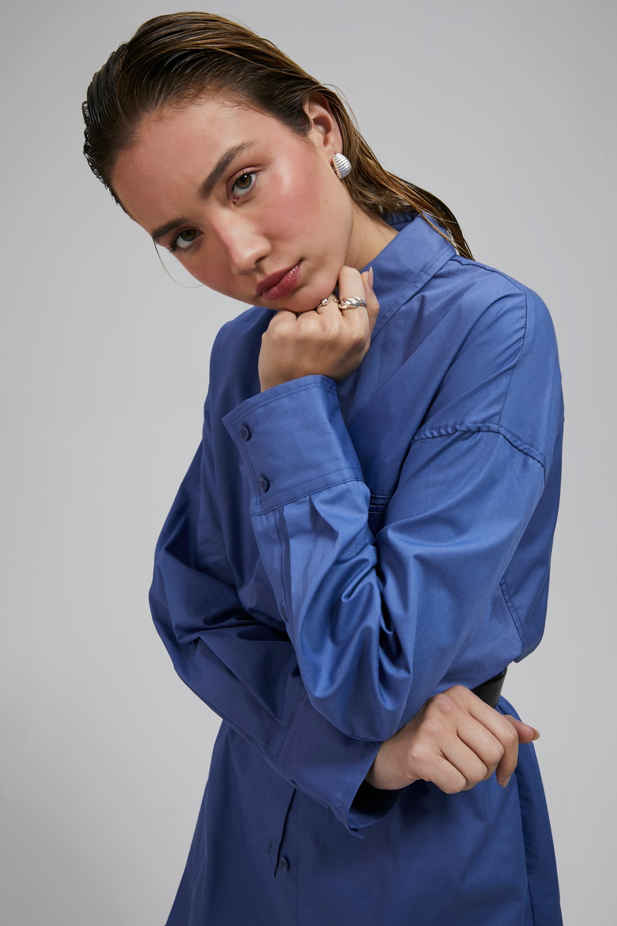 Silver Ribbed French-Style Earrings