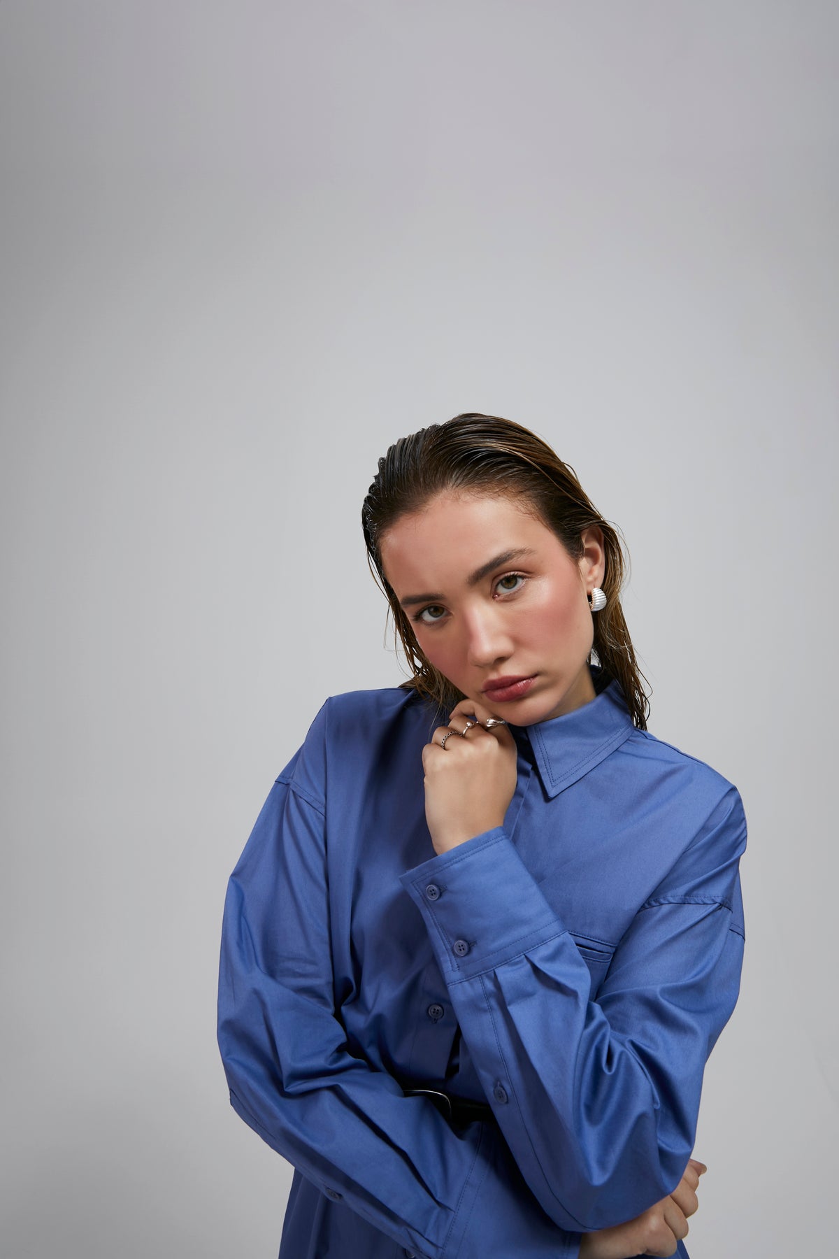 Silver Ribbed French-Style Earrings