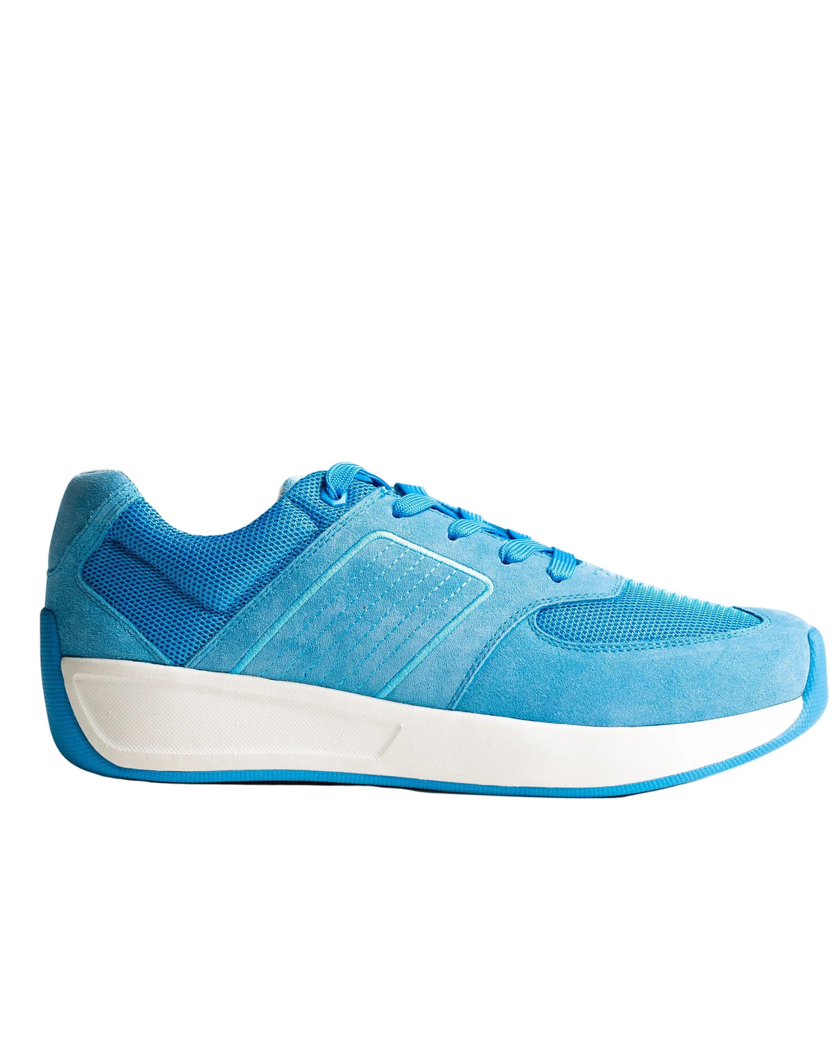 Blue athletic shoe on a white background