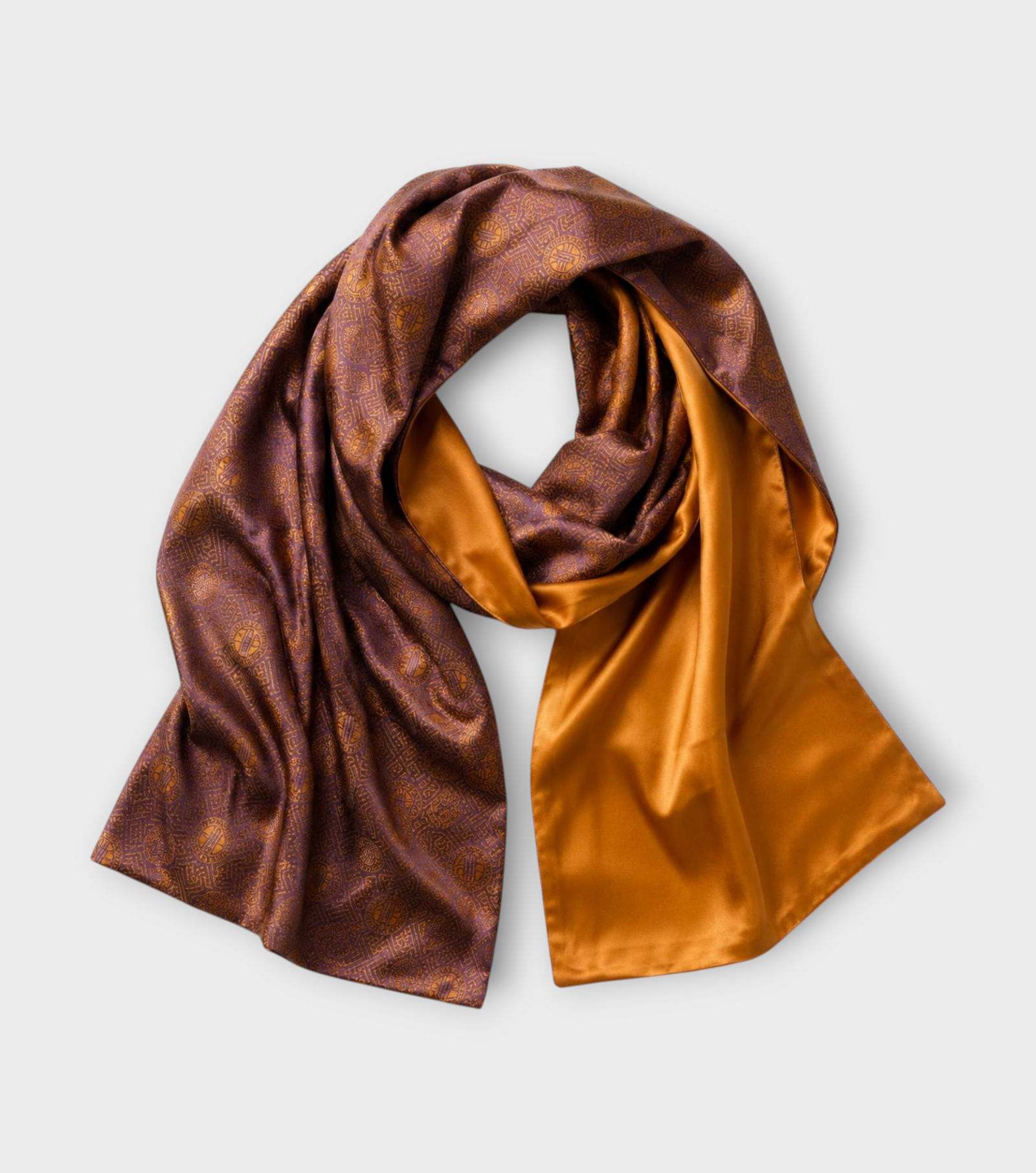 Amber & Gold Reversible Jacquard Silk Evening Shawl