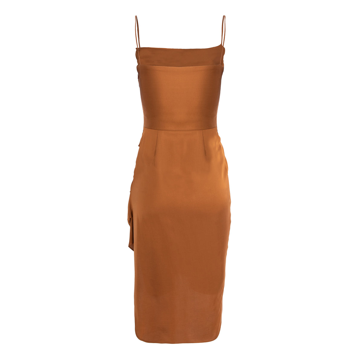 Brown dress with thin straps on a white background