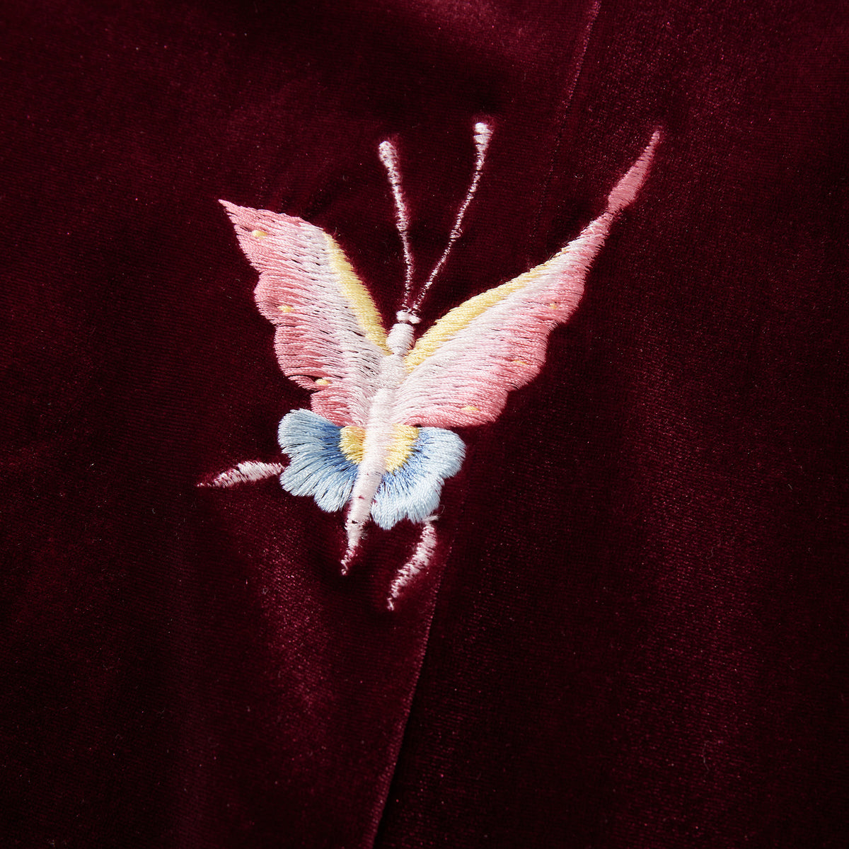 Burgundy Halter-Neck Butterfly Qipao