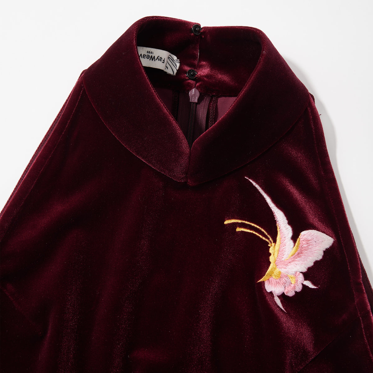 Burgundy Halter-Neck Butterfly Qipao