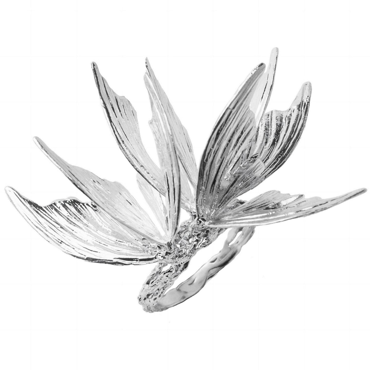 Decorative glass bowl shaped like a leaf on a white background