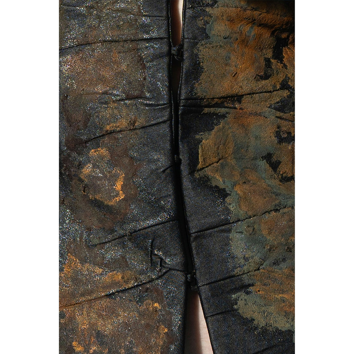 Black faux leather fitted blazer with rust effect by MASHAT