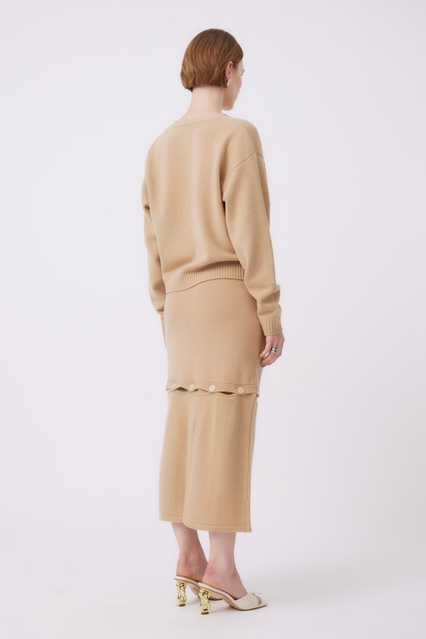 MNK ATELIER - Detachable Skirt | Camel PR Sample at DOORS NYC PR showroom