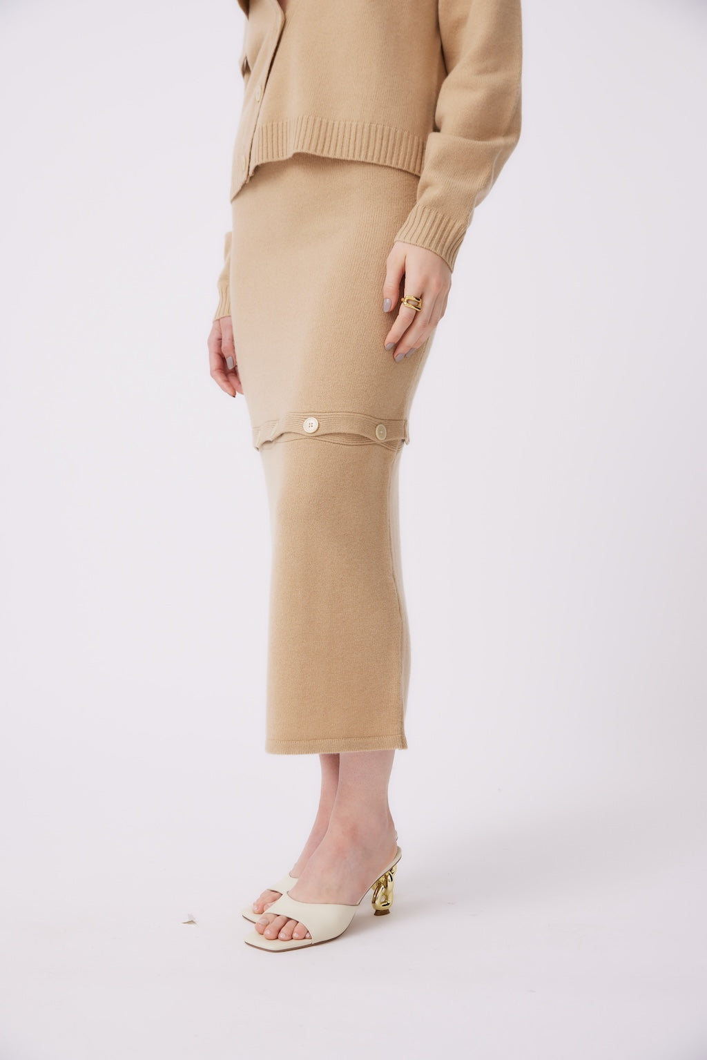 MNK ATELIER - Detachable Skirt | Camel PR Sample at DOORS NYC PR showroom