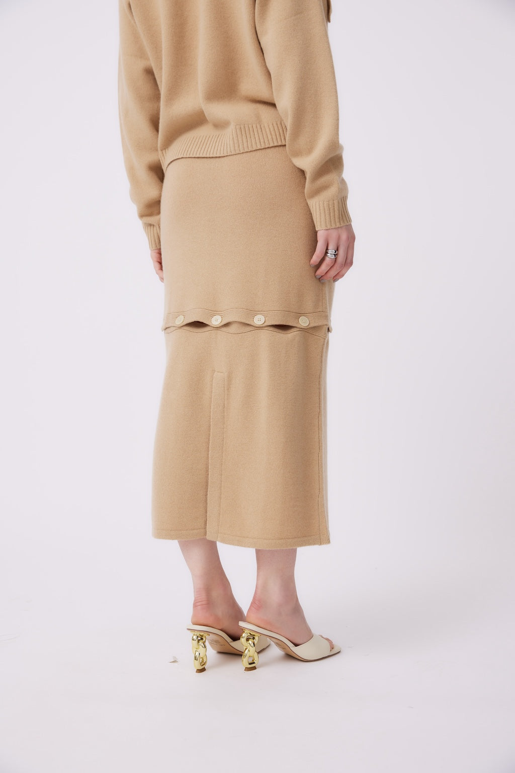 MNK ATELIER - Detachable Skirt | Camel PR Sample at DOORS NYC PR showroom