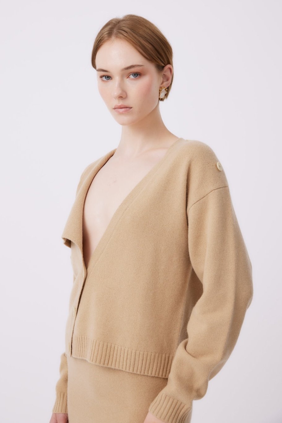 MNK ATELIER - Knit Cardigan | Camel PR Sample at DOORS NYC PR showroom