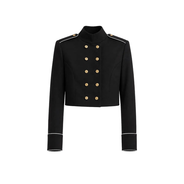 Tailored Military Cropped Jacket | Black