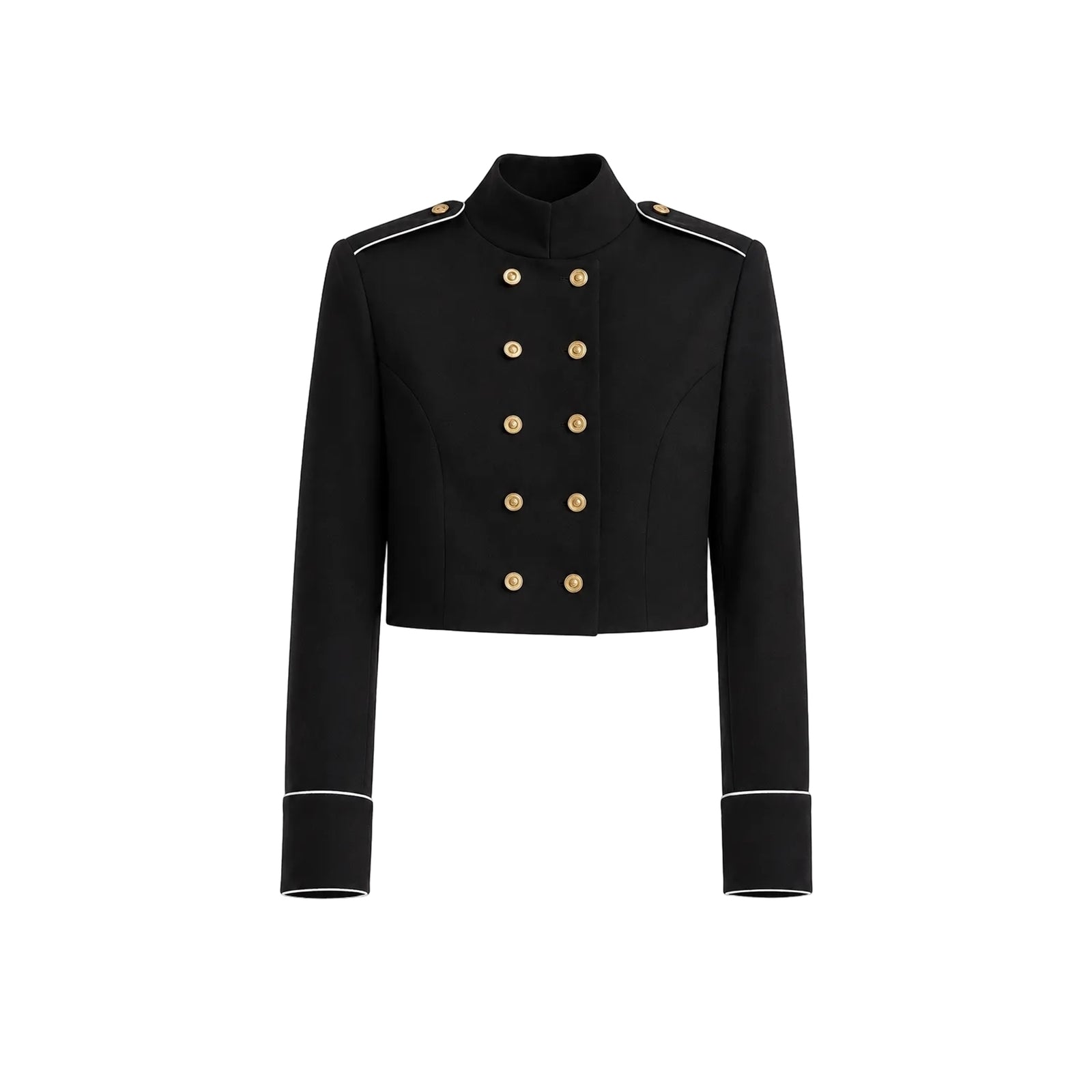 Tailored Military Cropped Jacket | Black