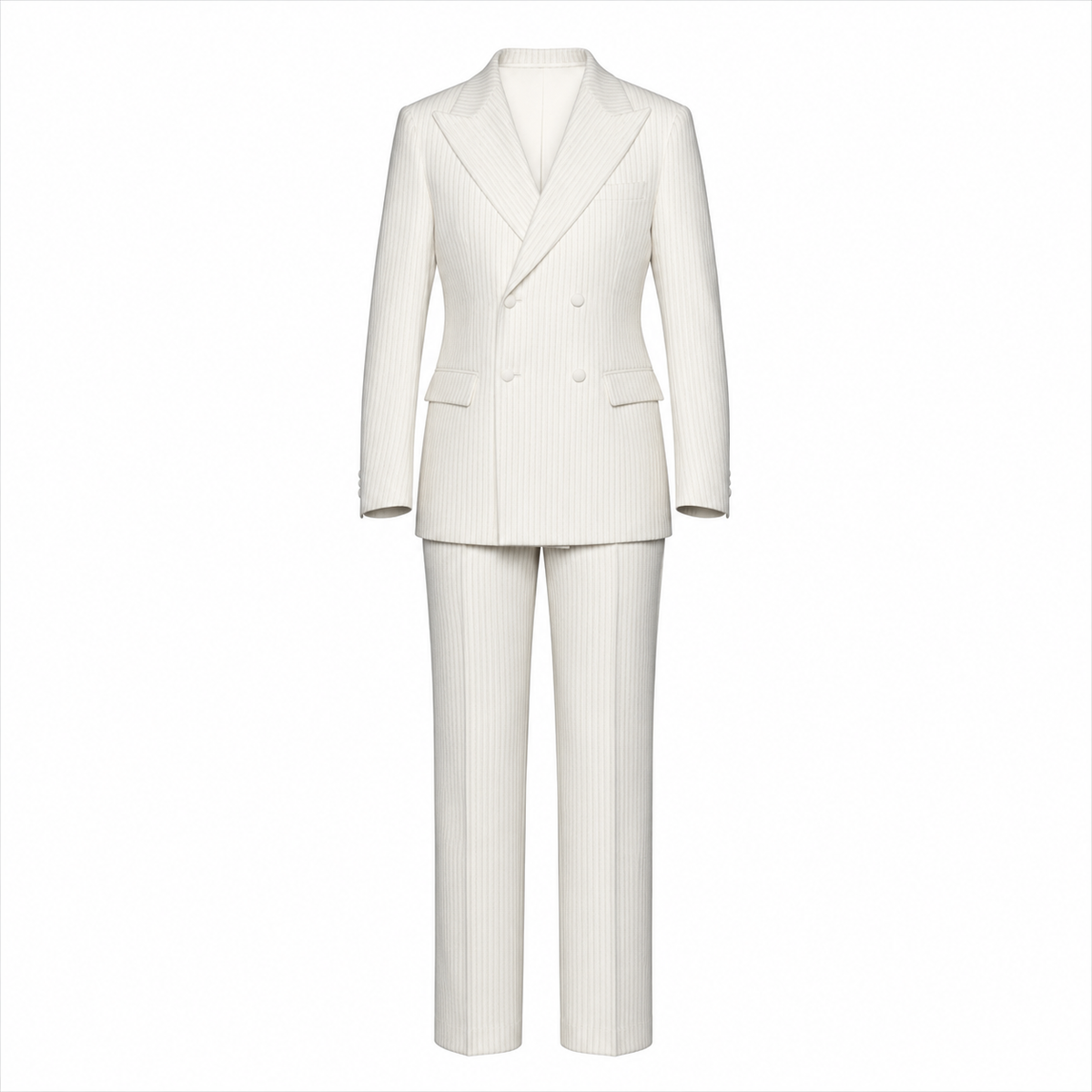 White Corduroy Double-Breasted Suit