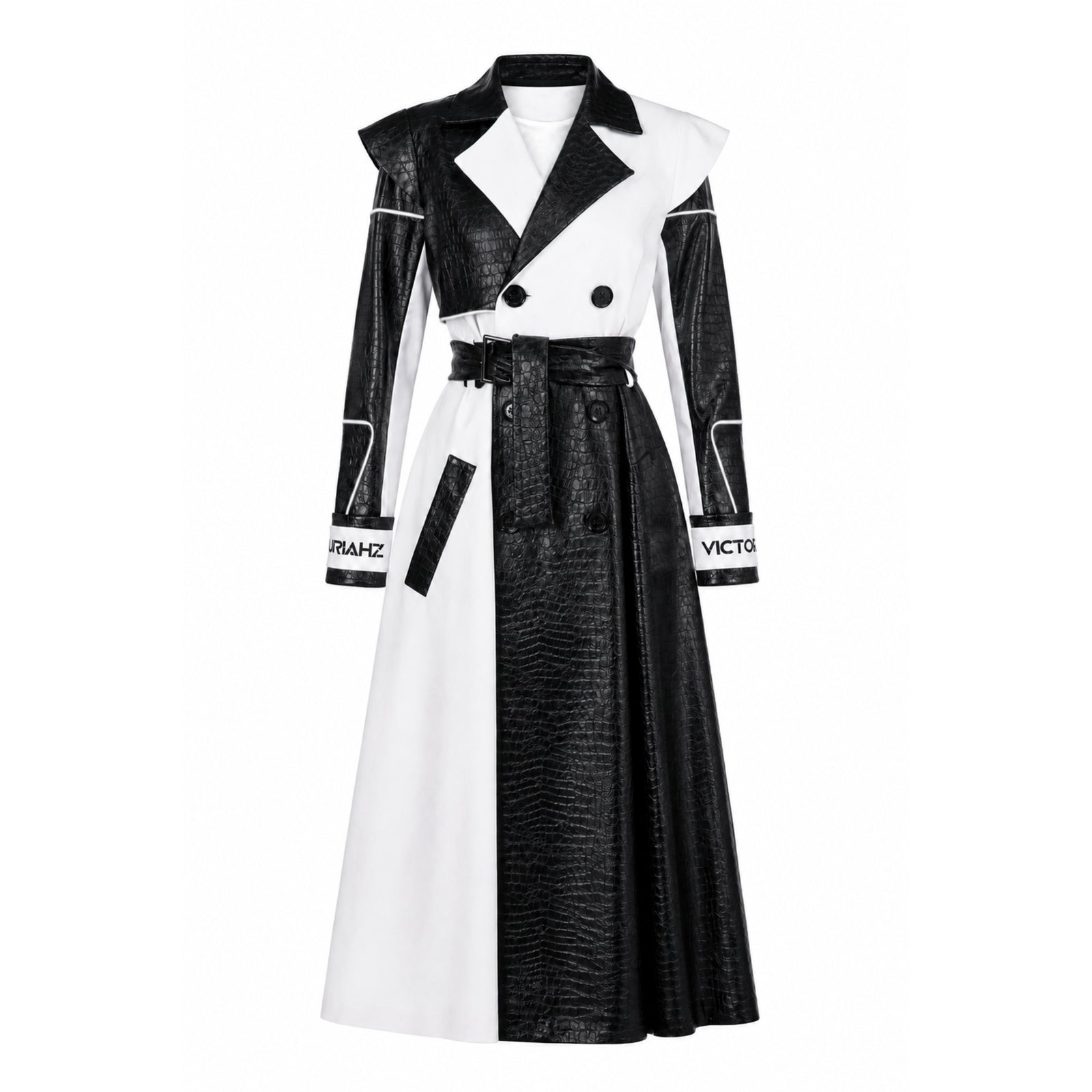 REFLECTIVE BLACK&WHITE TRENCH Coat