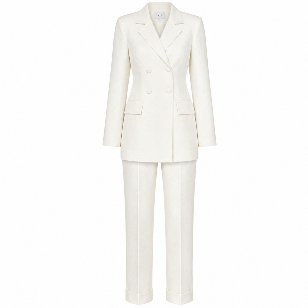 Ivory Linen Tailored Suit with Cut-Out Back