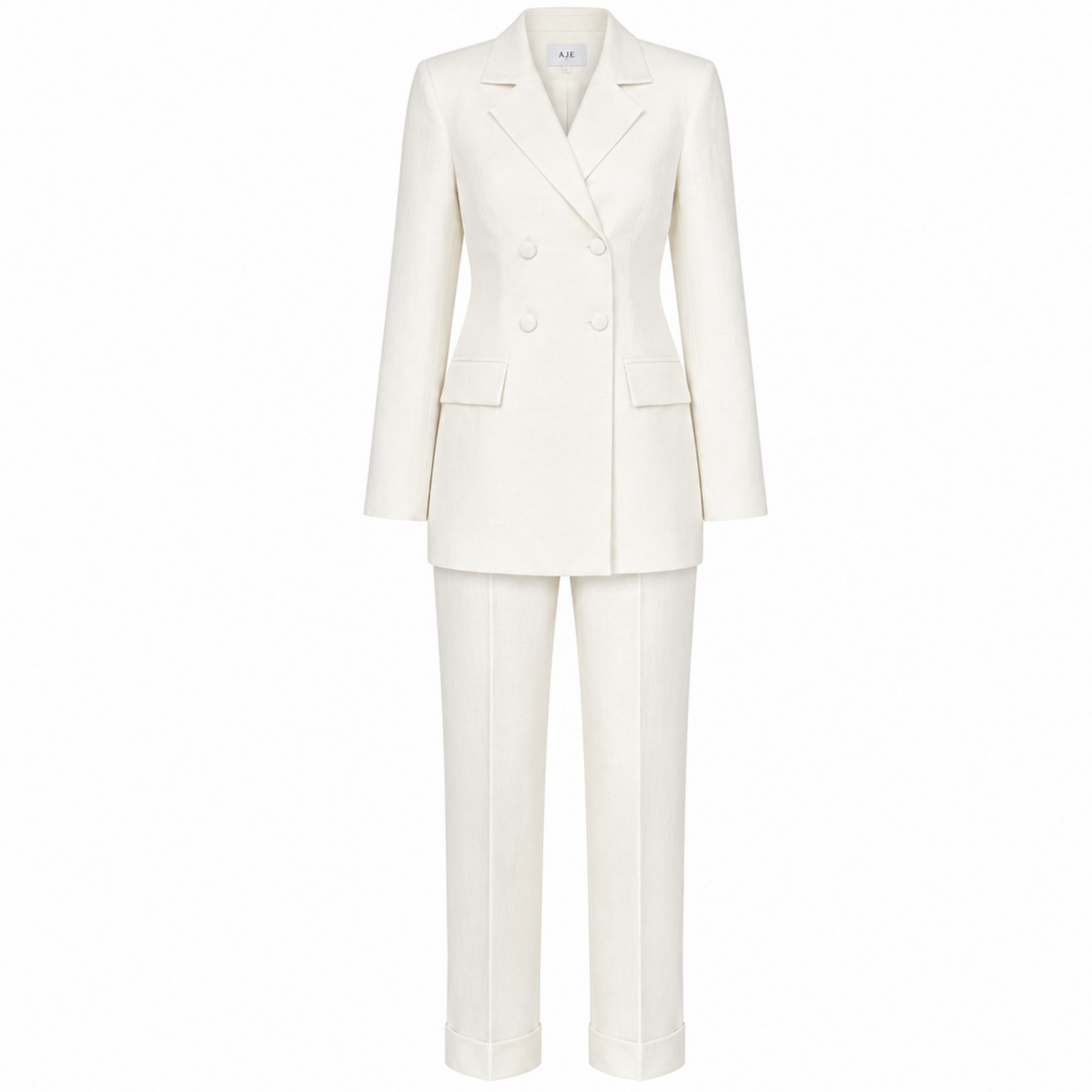 Ivory Linen Tailored Suit with Cut-Out Back