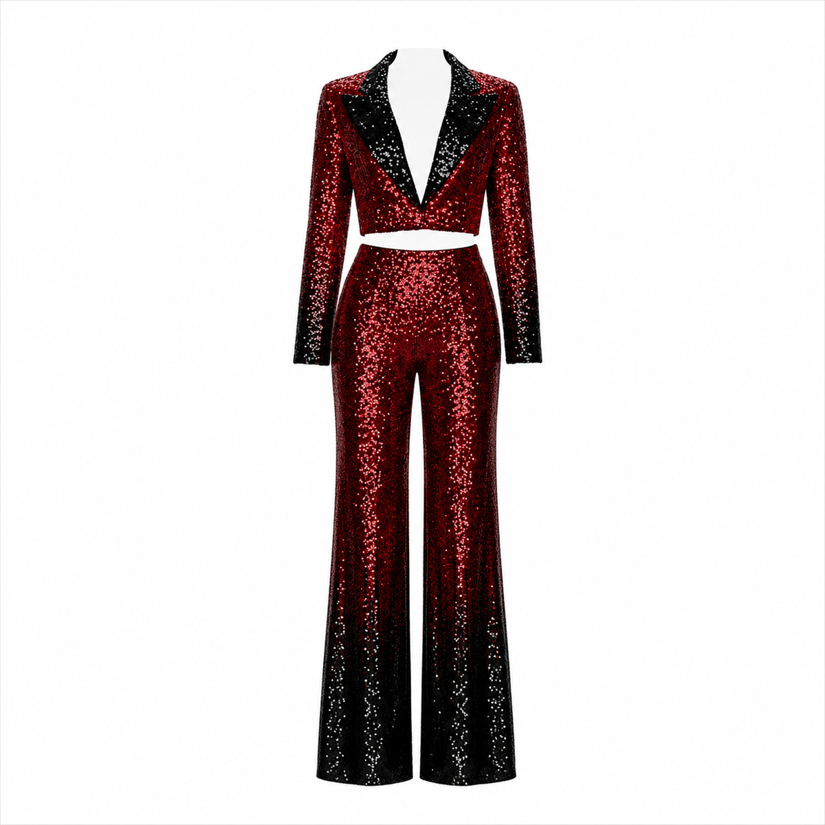 Red &amp; Black Sequin Evening Suit