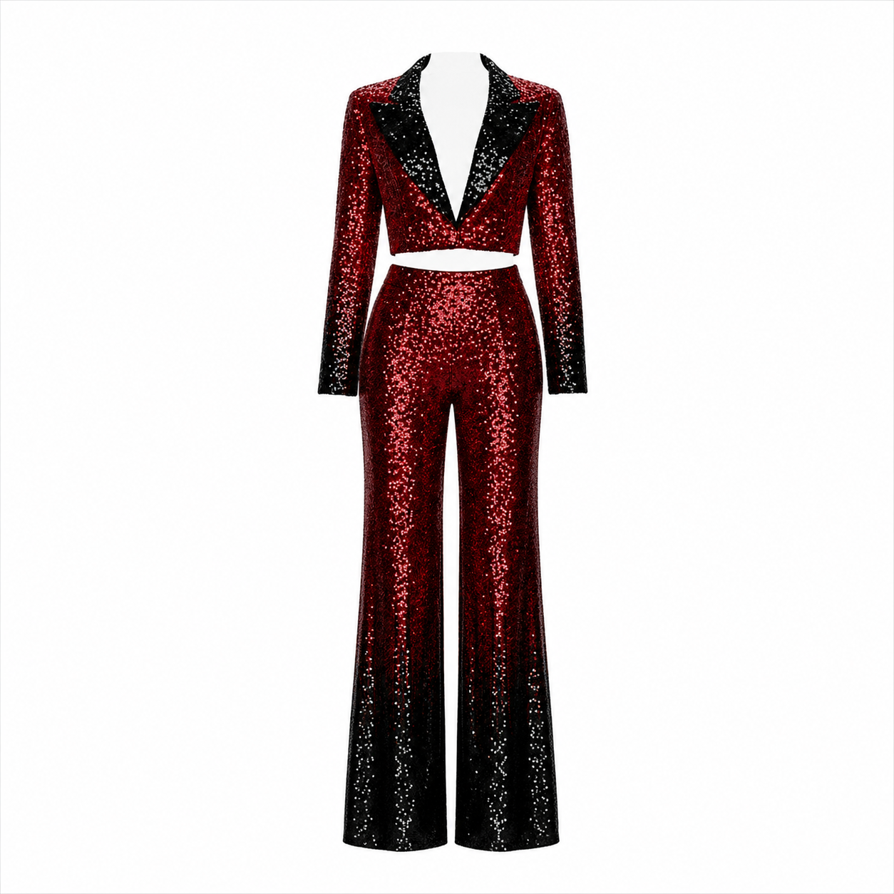 Red & Black Sequin Evening Suit