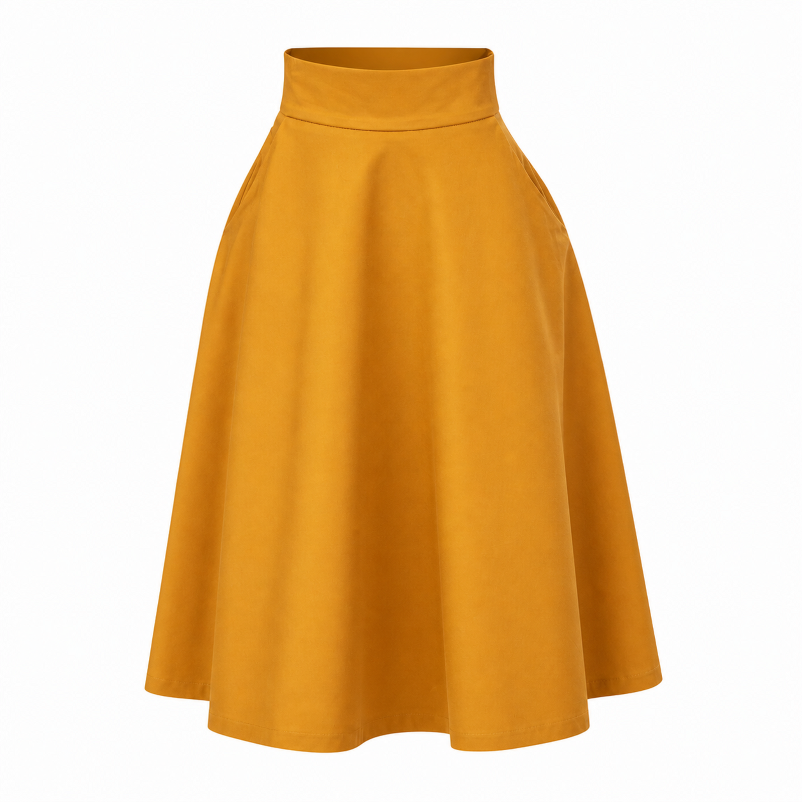 Estelle Deep-Yellow Cotton Midi Skirt
