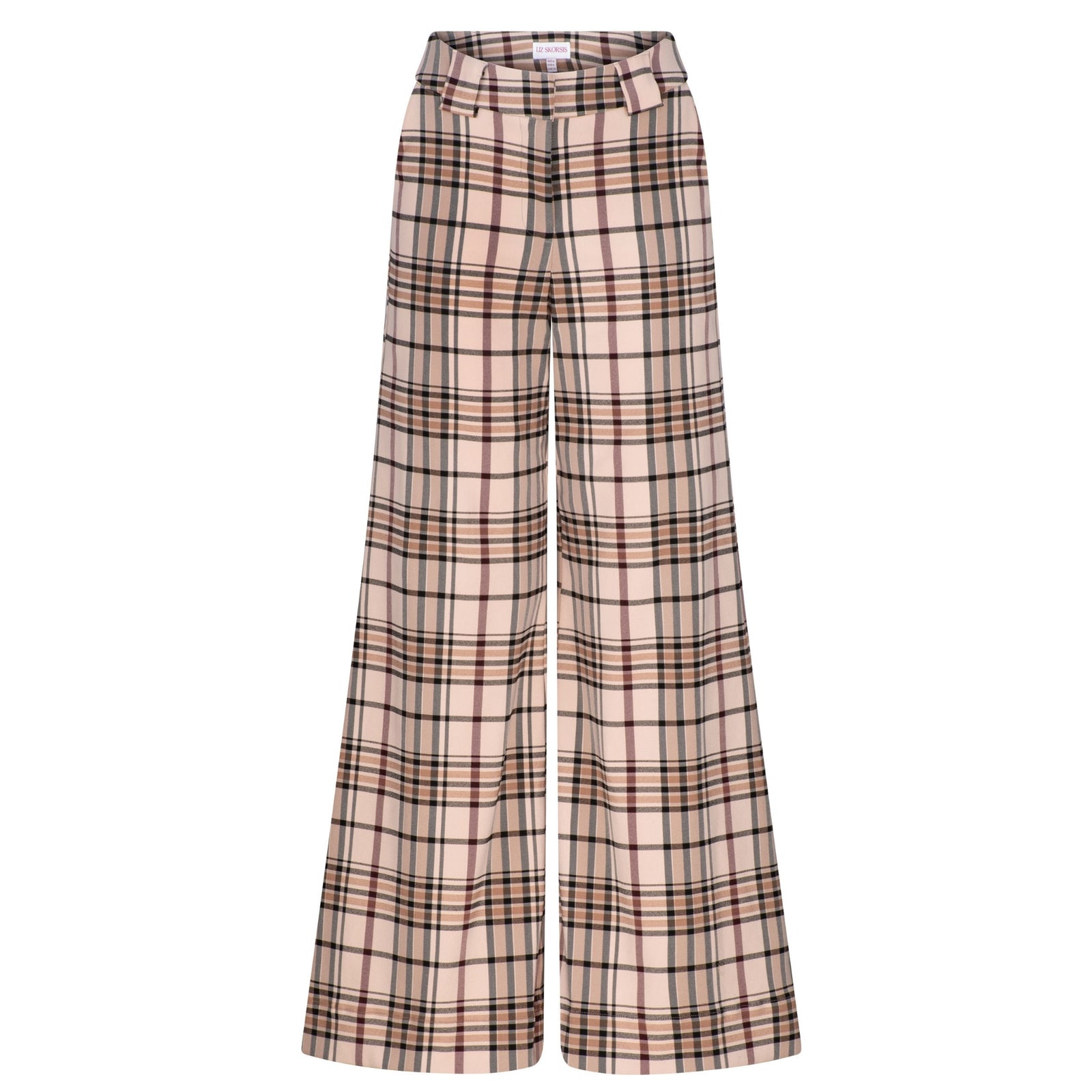 LIZ SKORSIS - Check Maddix Wide Leg Pant – Camel Check, PR Sample at DOORS NYC PR showroom