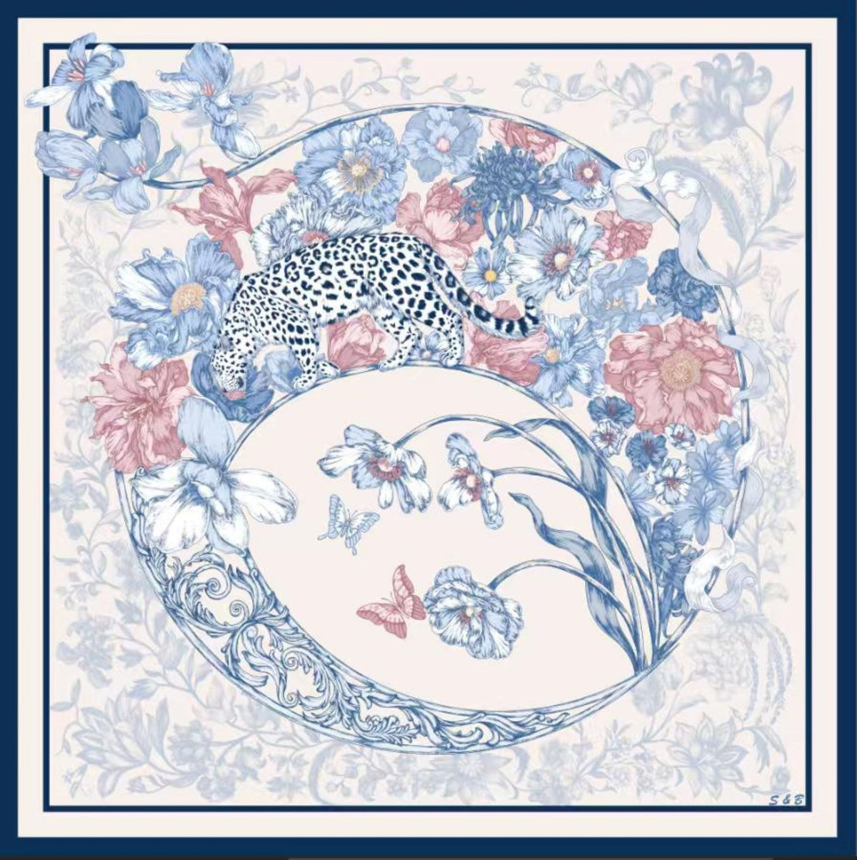 Blue Leopard Scarf