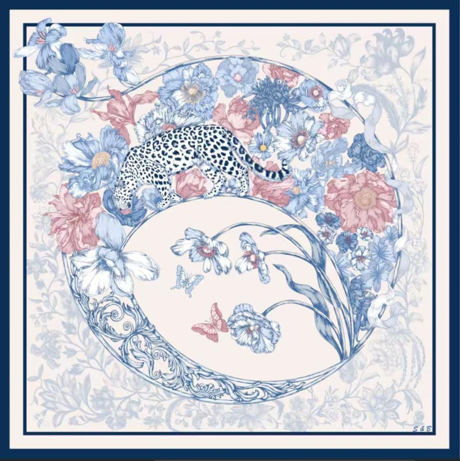 Blue Leopard Scarf