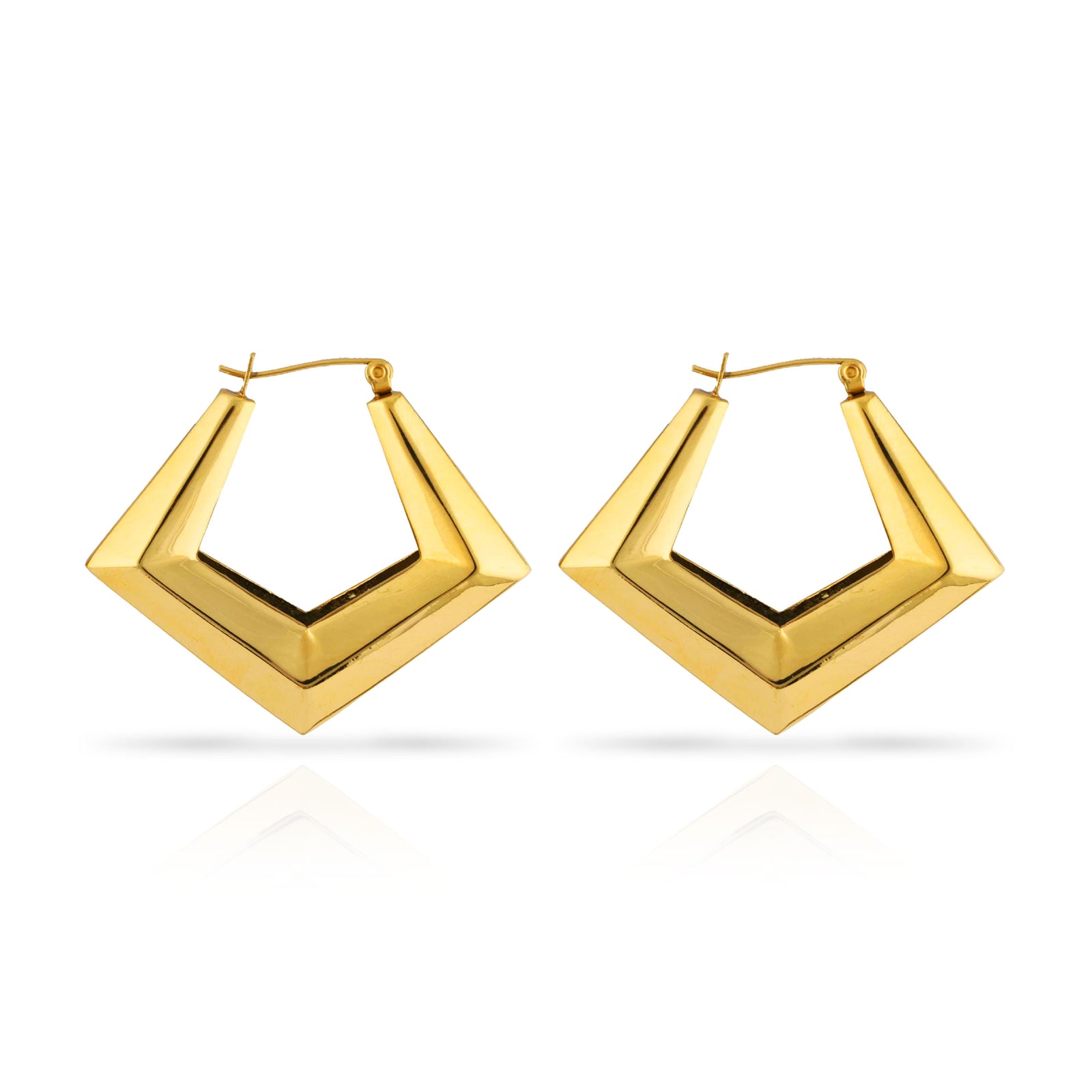 Chunky Geometric Gold Door Knocker Earrings