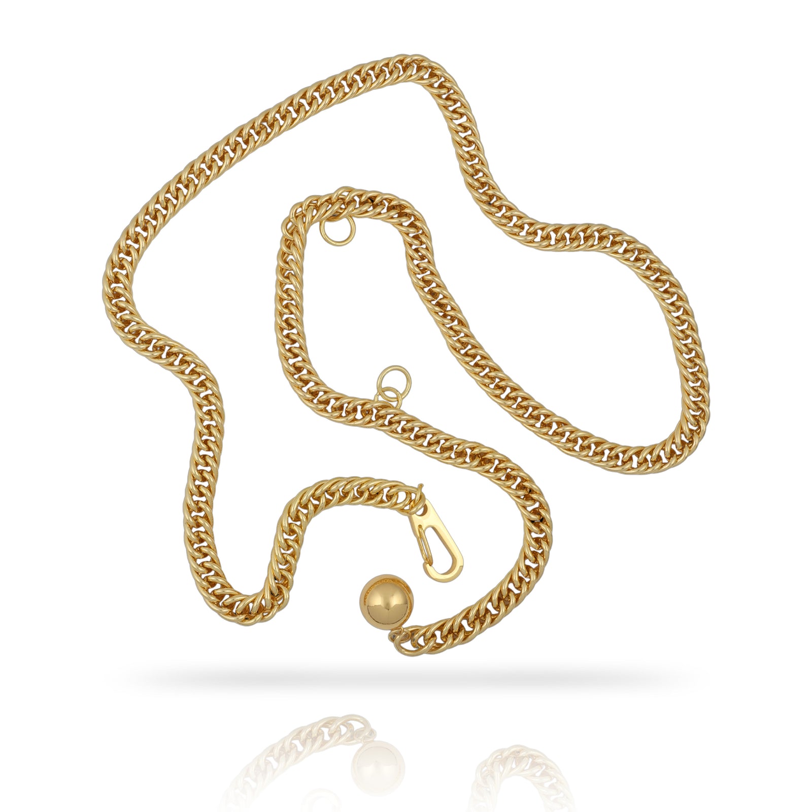 Chunky Gold Cuban Link and Ball Belt