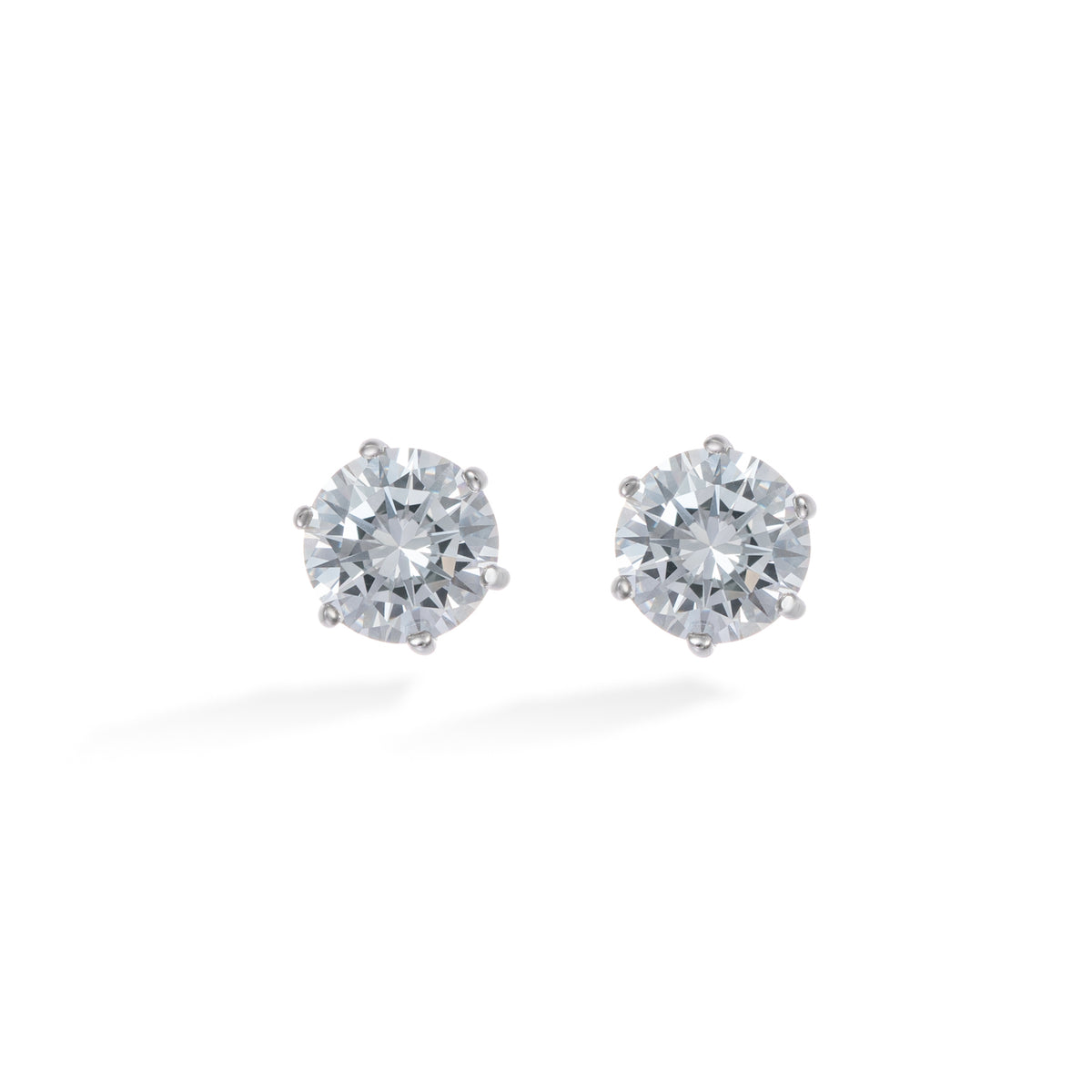 Silver Round Crystal Stud Earrings