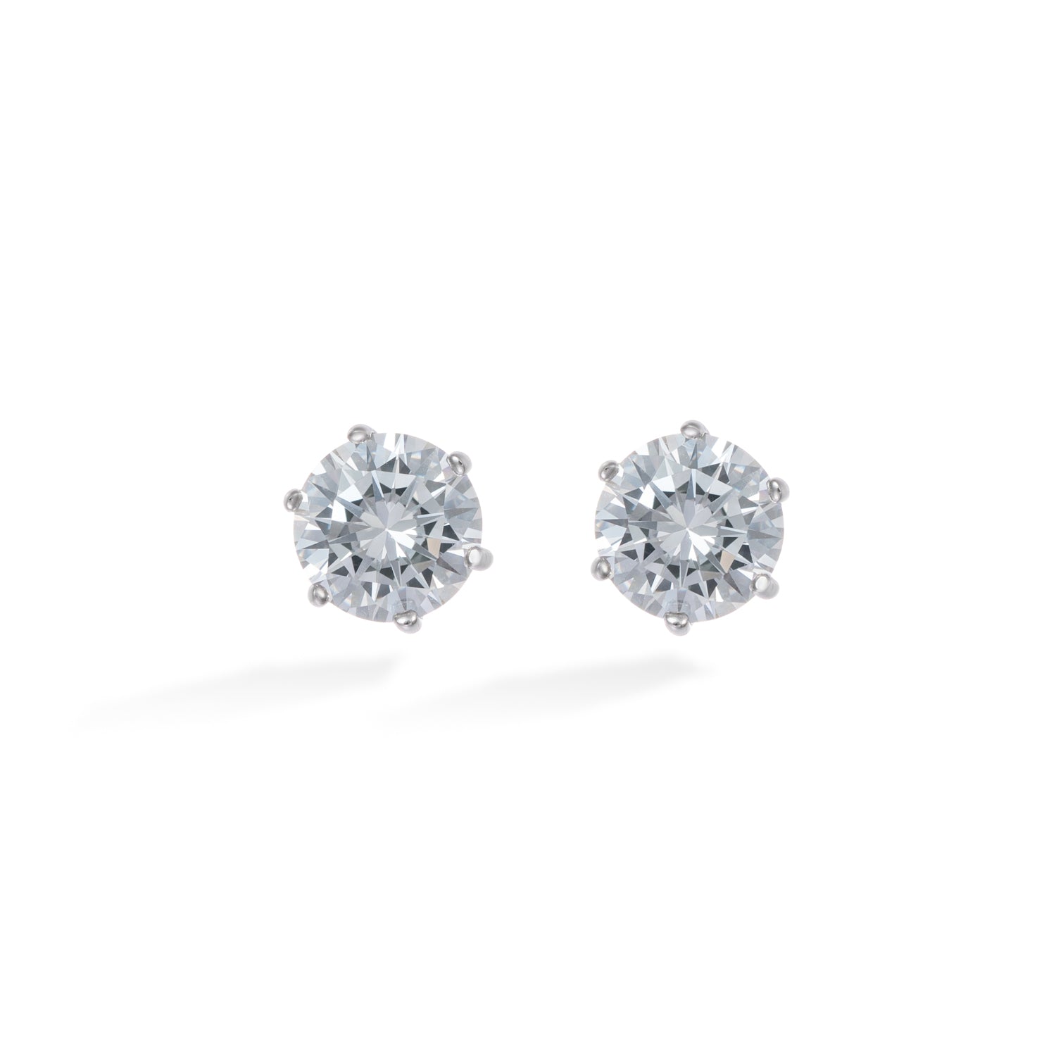Silver Round Crystal Stud Earrings