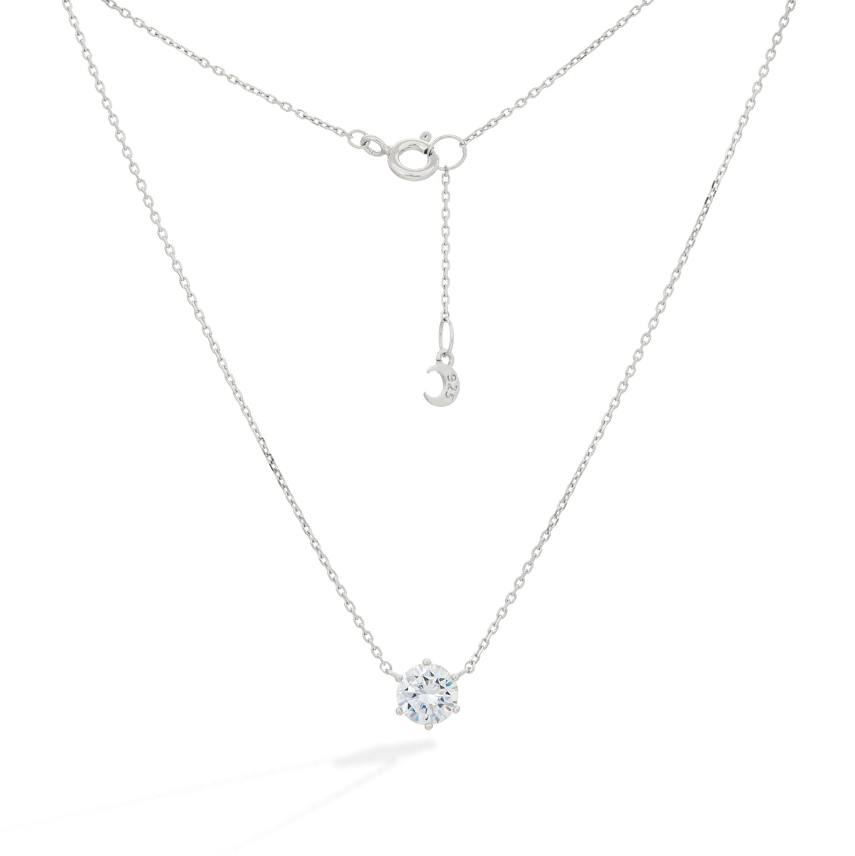 Silver Solitaire Crystal Necklace