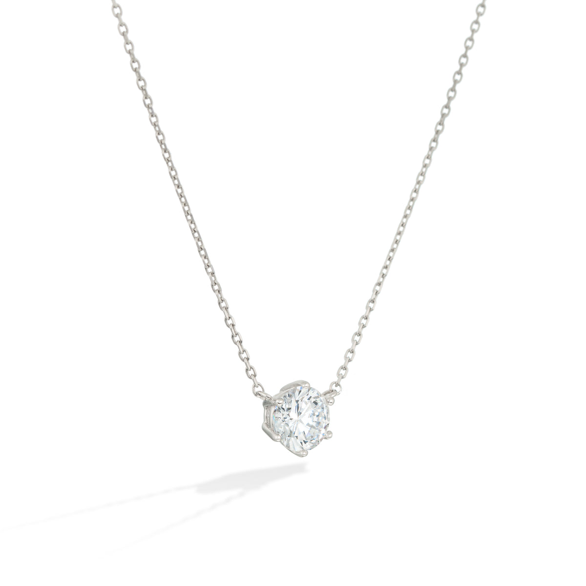 Silver Solitaire Crystal Necklace