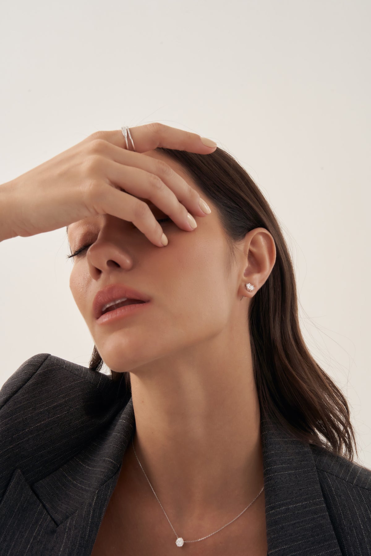 Silver Solitaire Crystal Necklace