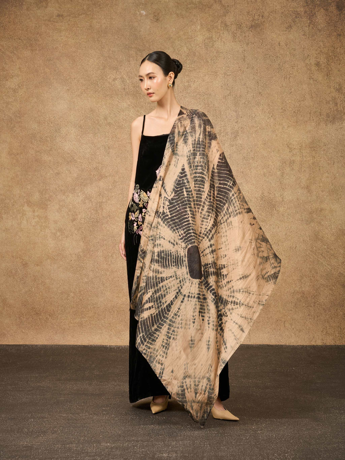Copper Black Shibori Scarf