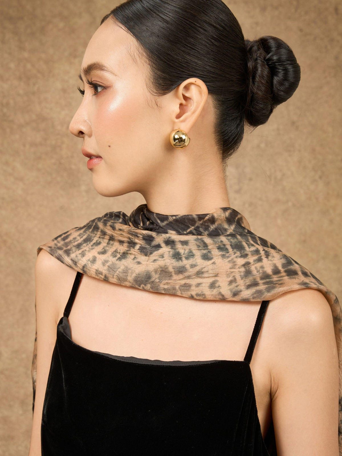 Copper Black Shibori Scarf
