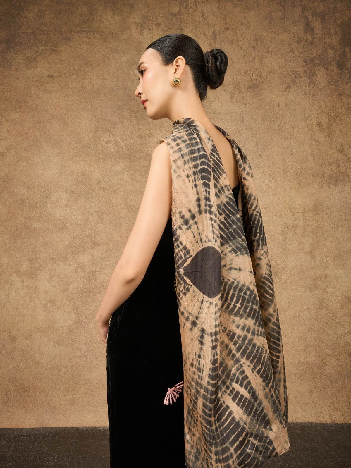 Copper Black Shibori Scarf