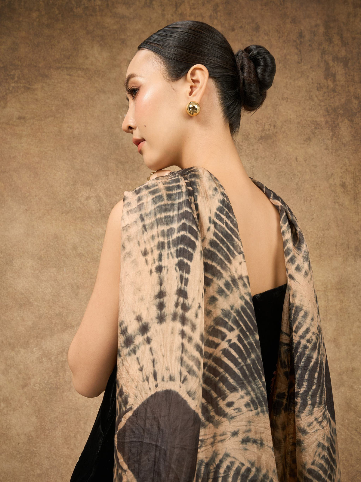 Copper Black Shibori Scarf