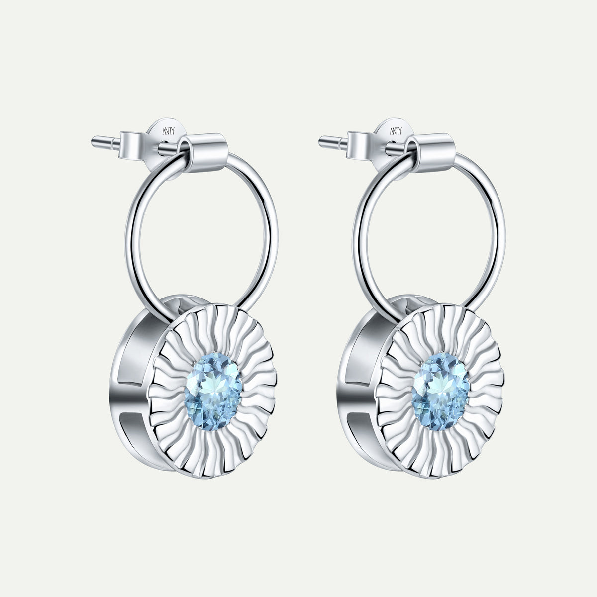 ANTY - Silver Aura Drop Earrings with Blue Topaz, buy at DOORS NYC