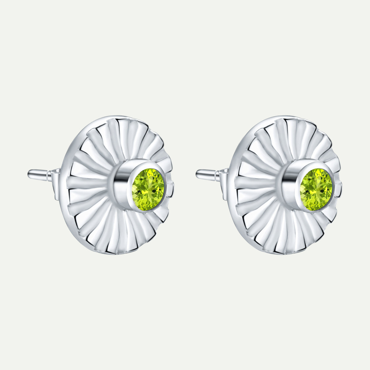 ANTY - Silver Aura Stud Earrings with Diamond &amp; Peridot, buy at DOORS NYC