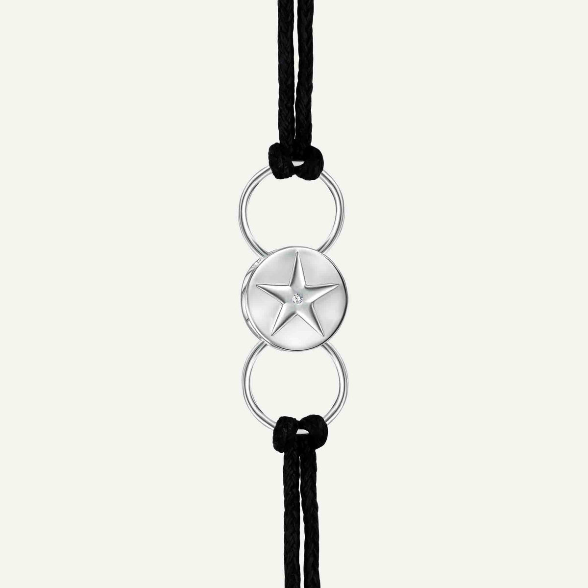 ANTY - Black Aura Thread Bracelet with Silver &amp; Diamond, buy at DOORS NYC