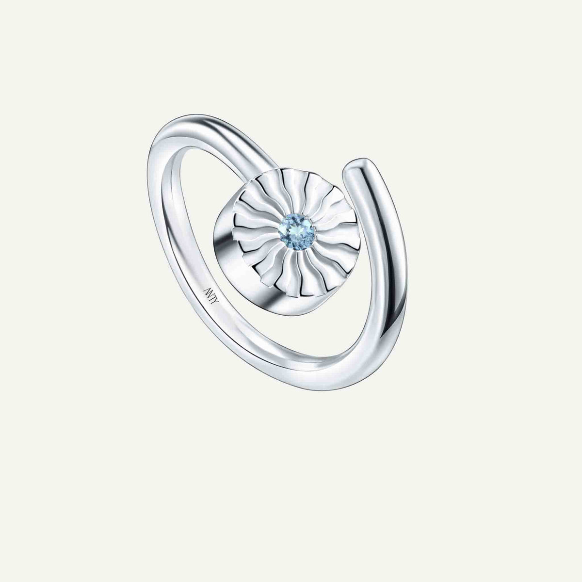 ANTY - Silver Aura Duo Curve Ring with Blue Topaz, buy at DOORS NYC
