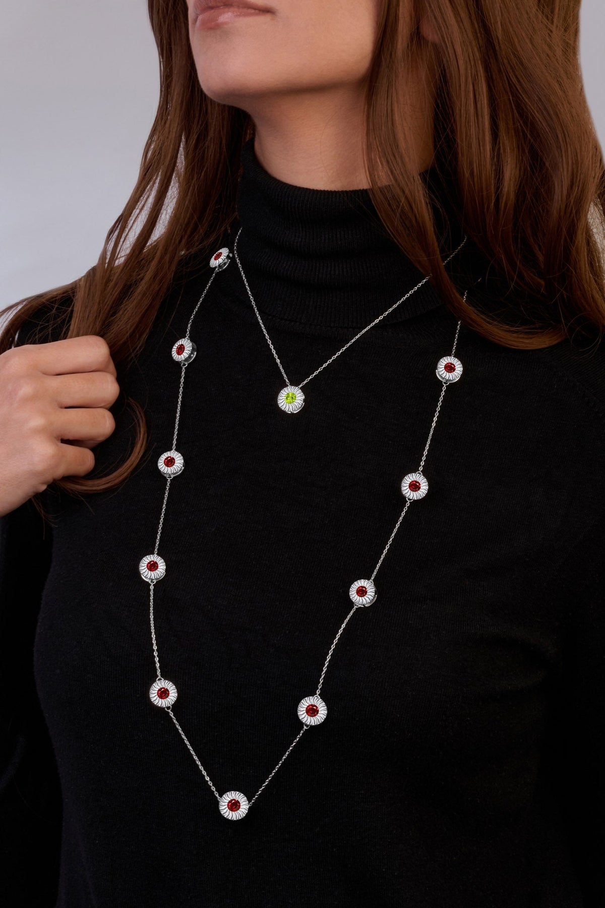 ANTY JEWELRY - Silver Aura Long Necklace with 13 Star Motifs, buy at DOORS NYC