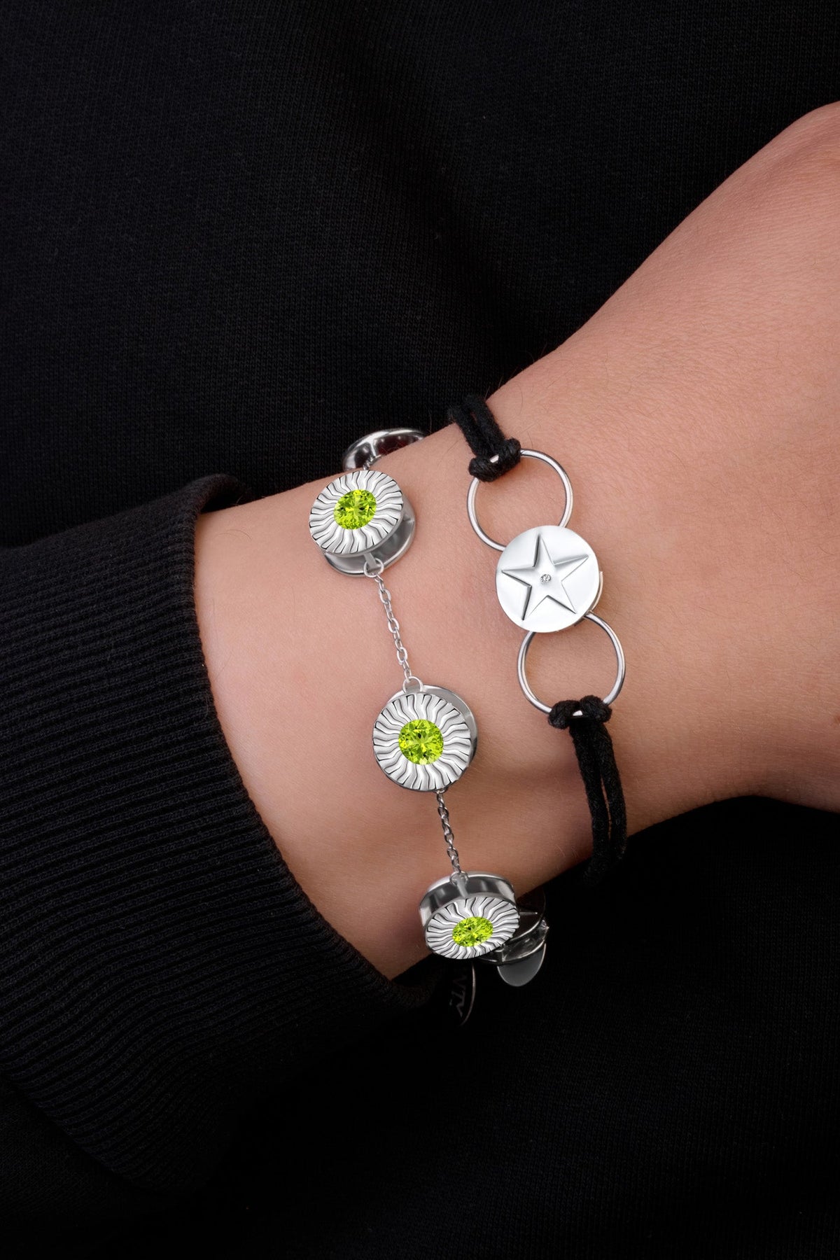 ANTY JEWELRY - Black Aura Thread Bracelet with Silver &amp; Diamond, buy at DOORS NYC