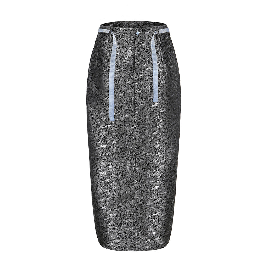 DAWANG - Peng Back Slit Cargo Midi Skirt | Silver, buy at DOORS NYC
