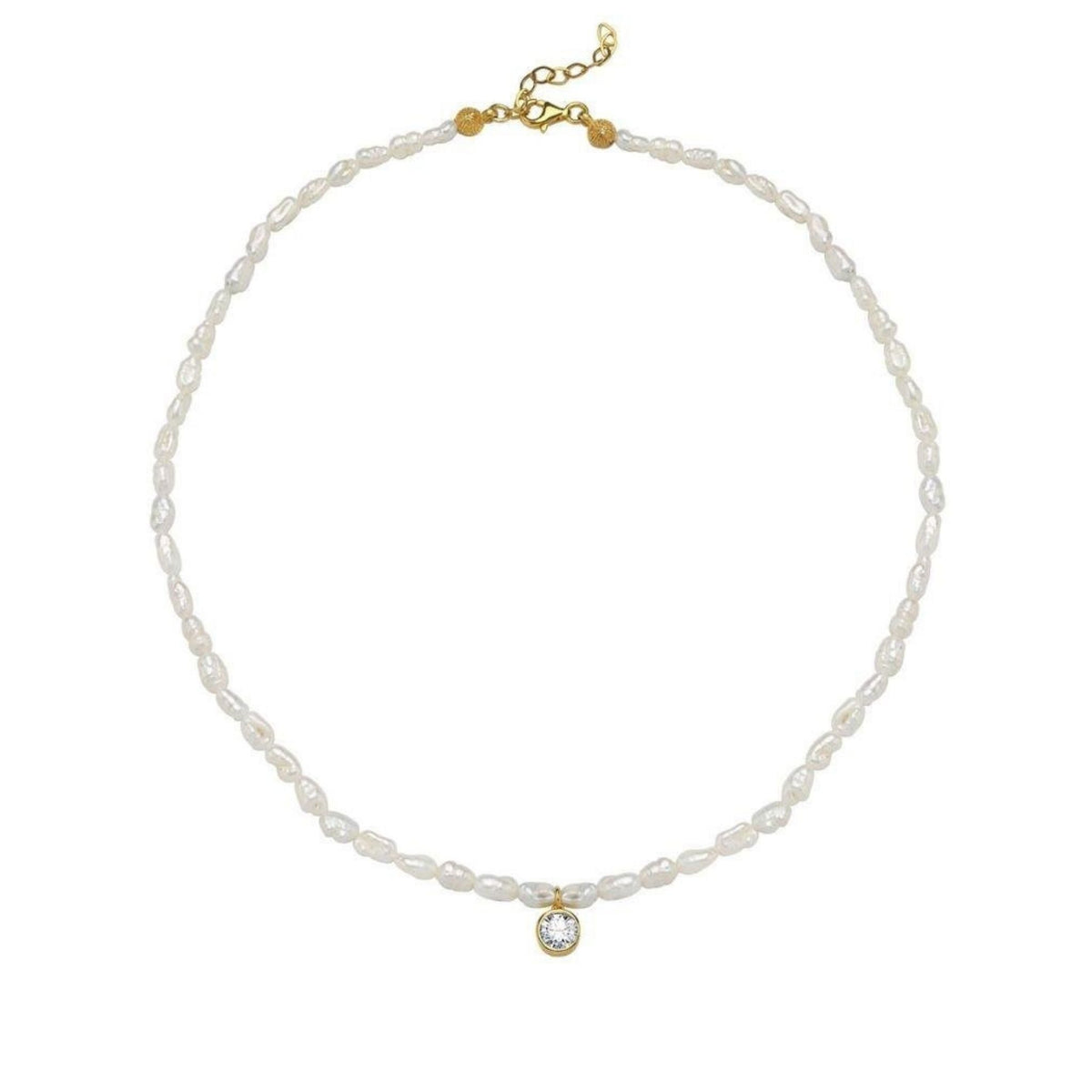 LINYA JEWELRY - Cosmic Pearl Zodiac Necklace White Birthstone, buy at DOORS NYC