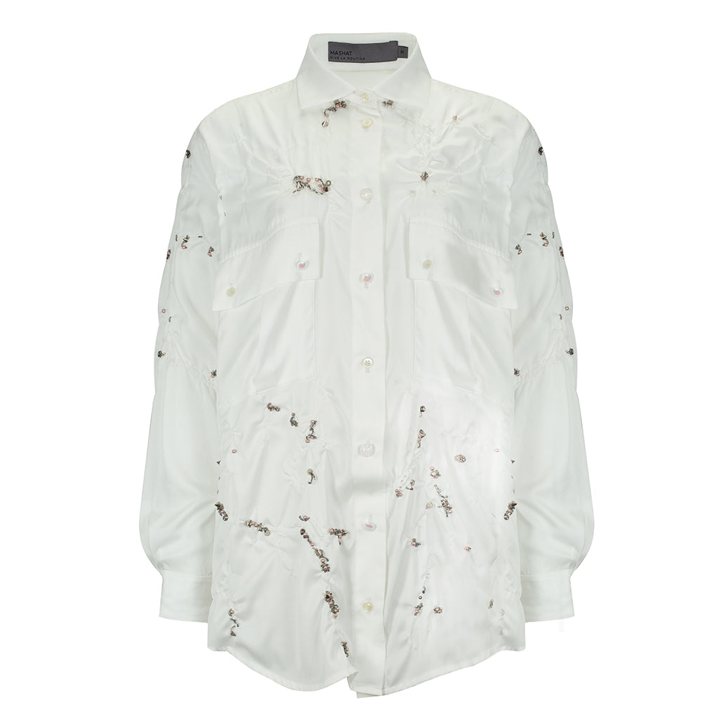 MASHAT - Couture White Wrinkled Shirt, buy at DOORS NYC