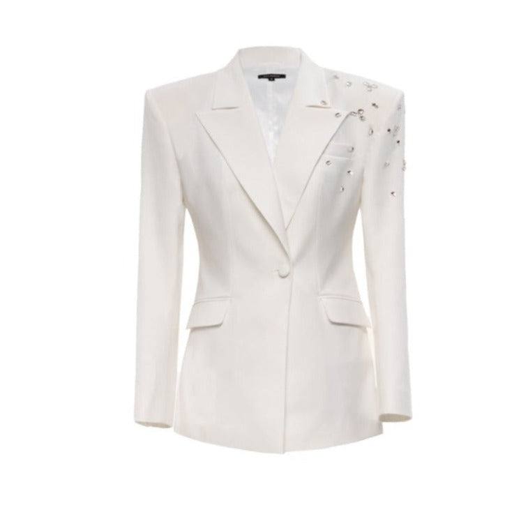 KRIS MARAN - Crystal Decorated Blazer | Ecru buy at DOORS NYC