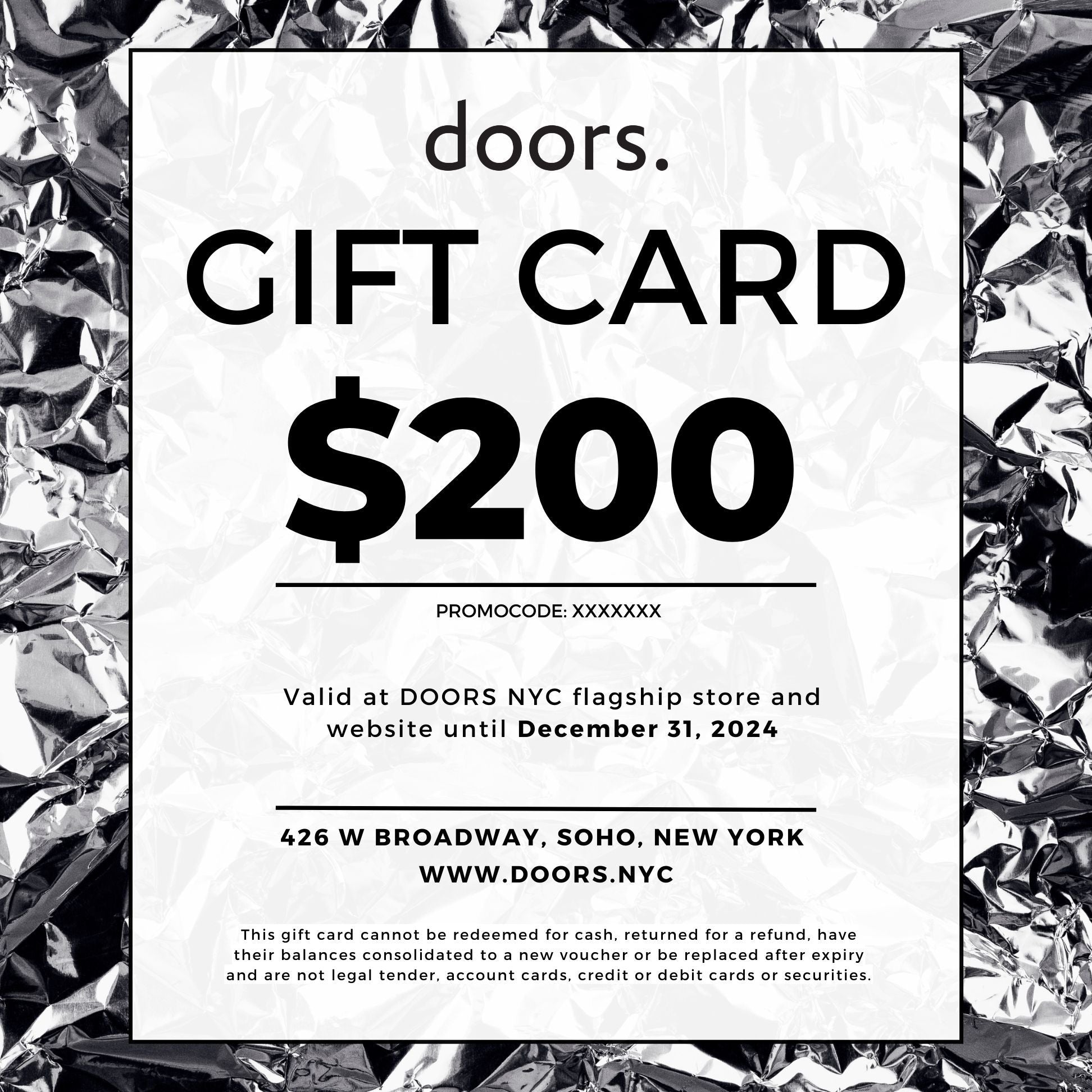 DOORS NYC E-GIFT CARD