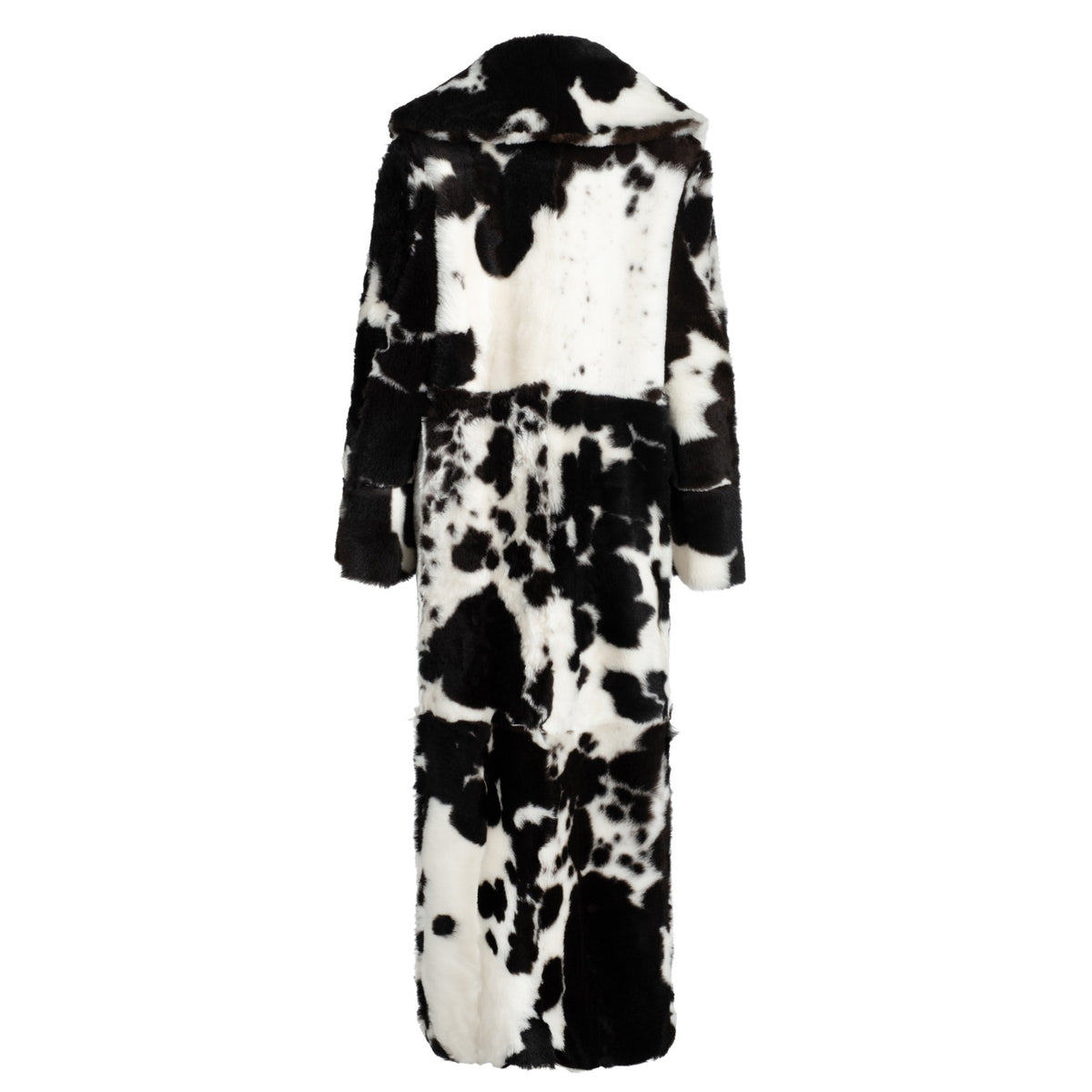 HEIRA LEATHERWEAR black and white reversible lamb shearling full-length coat, women's statement leather coat, product view 3, buy at DOORS NYC