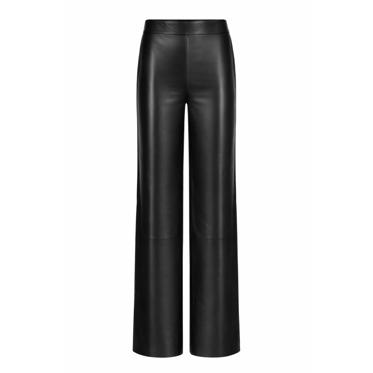 HEIRA LEATHERWEAR black lambskin leather high-waisted wide-leg pants, women's leather trousers, product view, buy at DOORS NYC