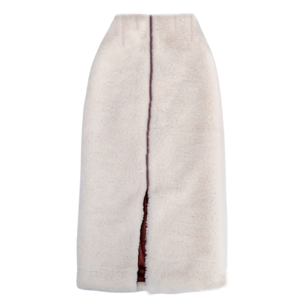 Wool Skirt with Maroon Lining | Ivory